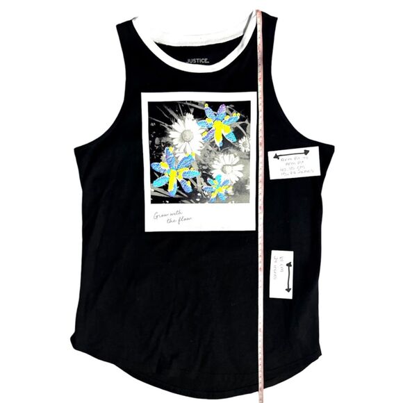 Justice Girls Tank Top, Sequin, Black, NEW Large 12/14 - Picture 2 of 3